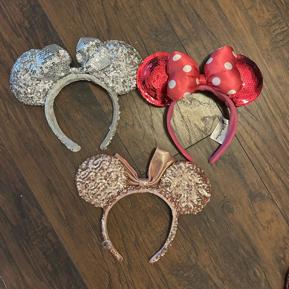 DISNEY Sequin Mouse Ear Headbands in Silver, Rose gold and Pink